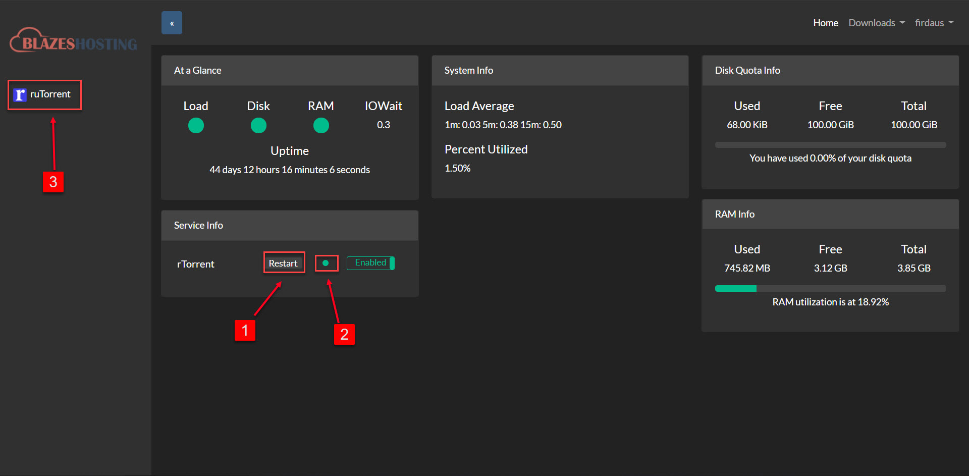rTorrent restart via panel.